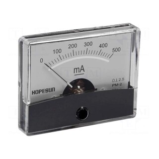 Ammeter | on panel | I DC: 0÷500mA | Class: 2.5 | 60x47mm