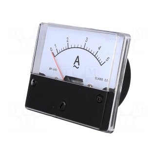 Ammeter | on panel | I AC: 0÷5A | Class: 2.5 | 72x62x40mm | Ø52mm