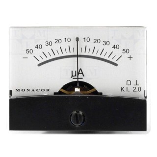 Amperometer | analogue | mounting | on panel | I DC: ±50μA | Class: 2