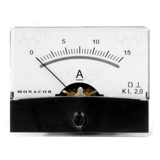 Ammeter | on panel | I DC: 0÷15A | Class: 2 | Int.resist: 4mΩ | Ø37.5mm