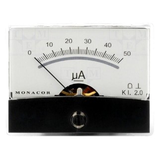 Amperometer | analogue | mounting | on panel | I DC: 0÷50uA | Class: 2