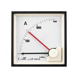 Ammeter | on panel | I AC: 0÷20A | Class: 3 | 300V | BA27 | 72x72x64mm