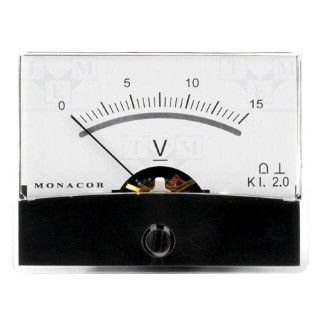 Voltmeter | on panel | 0÷15V | Class: 2 | Int.resist: 15kΩ | Ø37.5mm