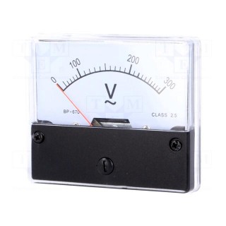 Voltmeter | on panel | 0÷300V | Class: 2.5 | Int.resist: 16kΩ | Ø52mm
