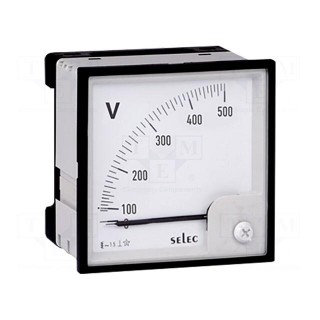 Voltmeter | analogue | on panel | VAC: 0÷500V | Class: 1,5 | 50÷60Hz