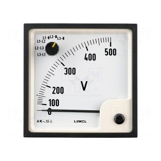 Voltmeter | on panel | VAC: 0÷500V | Class: 1.5 | True RMS | Umax: 300V