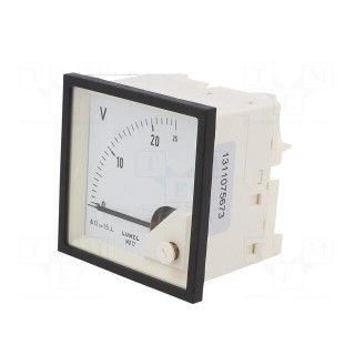 Voltmeter | on panel | VDC: 0÷25V | Class: 1.5 | Umax: 600V | Length: 61mm