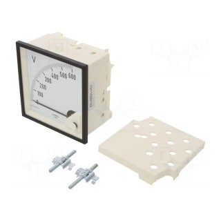Voltmeter | on panel | VDC: 0÷600V | Class: 1.5 | Umax: 600V | 96x96mm