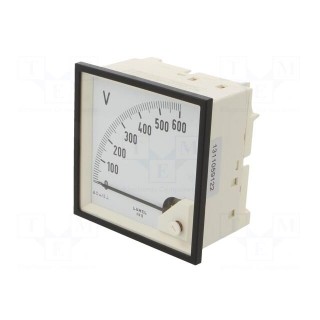 Voltmeter | on panel | VDC: 0÷600V | Class: 1.5 | Umax: 600V | 96x96mm