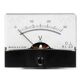 Voltmeter | analogue | on panel | VDC: 0÷30V | Class: 2 | Ø37.5mm