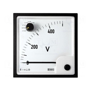 Meter | on panel | analogue | 0÷12kV | True RMS | 120V | Class: 1,5 | IP52