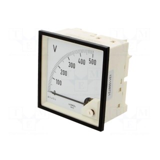 Voltmeter | on panel | VDC: 0÷500V | Class: 1.5 | Umax: 600V | 96x96mm
