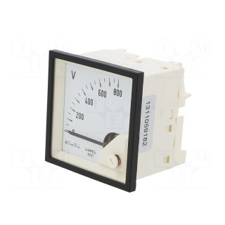 Voltmeter | on panel | VDC: 0÷800V | Class: 1.5 | Umax: 600V | 72x72mm