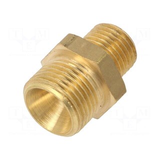 Double nipple | reducing | brass | Ext.thread: 1/4" + 3/8"
