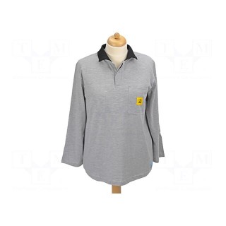 Polo shirt with long sleeves | ESD | S | grey
