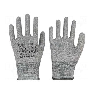 Protective gloves | ESD | S | Features: dissipative | grey | <10MΩ