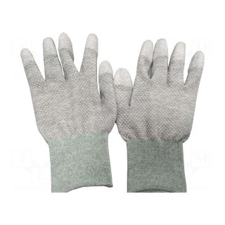 Protective gloves | ESD | XL | copper,polyamide | grey | <10GΩ