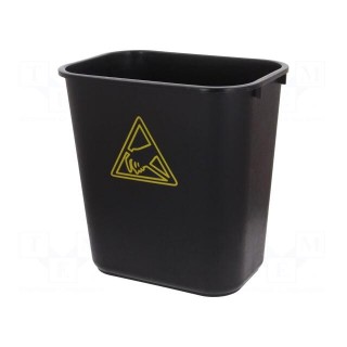 Waste bin | ESD | 370x260x380mm | 35l | polypropylene | black