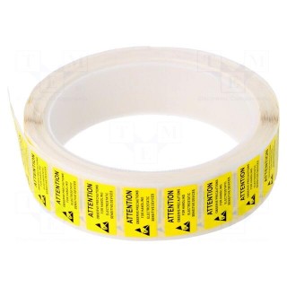 Self-adhesive label | ESD | 12x22mm | 1000pcs | reel | yellow-black