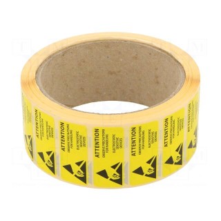 Self-adhesive label | ESD | 16x38mm | 1000pcs | reel | yellow-black