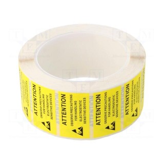 Self-adhesive label | ESD | 25x45mm | 1000pcs | reel | yellow-black