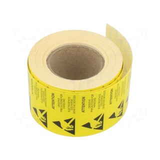 Self-adhesive label | ESD | 25x50mm | 1000pcs | yellow