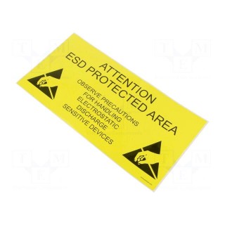 Self-adhesive label | ESD | 300x150mm | yellow-black