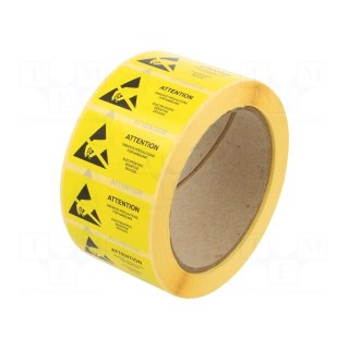 Self-adhesive label | ESD | 50x25mm | 1000pcs | reel | yellow-black