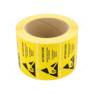 Self-adhesive label | ESD | 76x38mm | 1000pcs | reel | yellow-black
