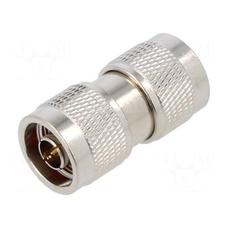 Adapter | N male,both sides | Insulation: PTFE | 50Ω | Mat: brass