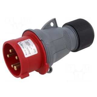 Connector: AC supply 3-phase | plug | male | 16A | 415VAC | IEC 60309