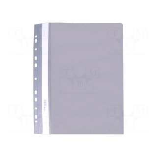 Document wallet | with holes | A4 | grey | Mat: PVC