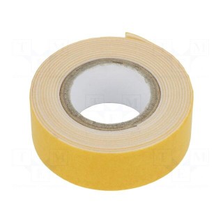 Fastening tape | double-sided | white | W: 19mm | L: 1.5m