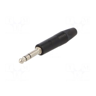 Plug | Jack 6,3mm | male | stereo | ways: 3 | straight | for cable | black