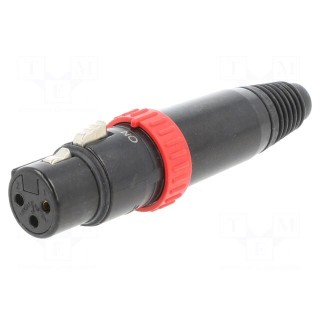 Plug | XLR | female | PIN: 3 | straight | for cable | soldering | 16A | FXS