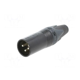 Plug | XLR | male | PIN: 3 | straight | for cable | soldering | 16A | 14AWG
