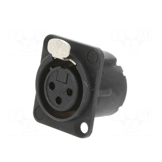 Socket | XLR | female | PIN: 3 | straight | with push button | soldering