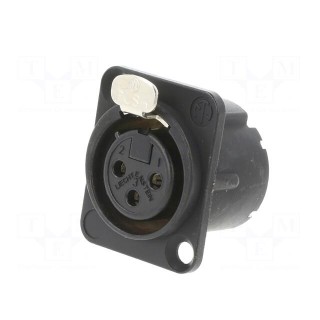 Socket | XLR | female | PIN: 3 | straight | with push button | soldering