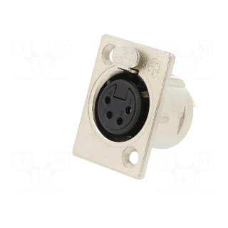 Socket | XLR | female | PIN: 4 | straight | with push button | soldering