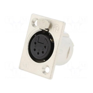 Socket | XLR | female | PIN: 5 | straight | with push button | soldering