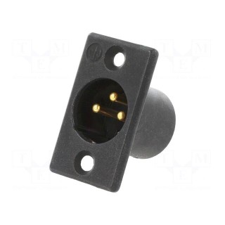 Socket | XLR | male | PIN: 3 | straight | soldering | black | 16A | 27mm