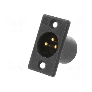 Socket | XLR | male | PIN: 3 | straight | soldering | black | 16A | 27mm
