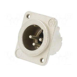 Socket | XLR | male | PIN: 3 | straight | soldering | silver | 16A | 19x24mm