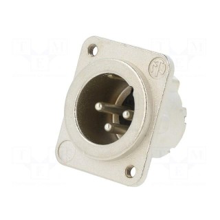 Socket | XLR | male | PIN: 3 | straight | soldering | silver | 16A | 19x24mm