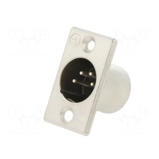 Socket | XLR | male | PIN: 4 | straight | soldering | silver | 10A | 27mm