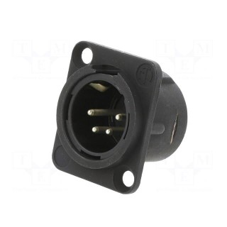 Socket | XLR | male | PIN: 4 | straight | soldering | black | 10A | 19x24mm
