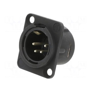 Socket | XLR | male | PIN: 4 | straight | soldering | black | 10A | 19x24mm