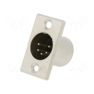 Socket | XLR | male | PIN: 5 | straight | soldering | silver | 7.5A | 27mm