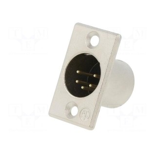 Socket | XLR | male | PIN: 5 | straight | soldering | silver | 7.5A | 27mm
