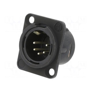 Socket | XLR | male | PIN: 5 | straight | soldering | black | 7.5A | 19x24mm